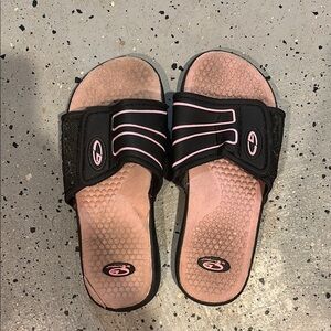Black and Pink Slide Sandals